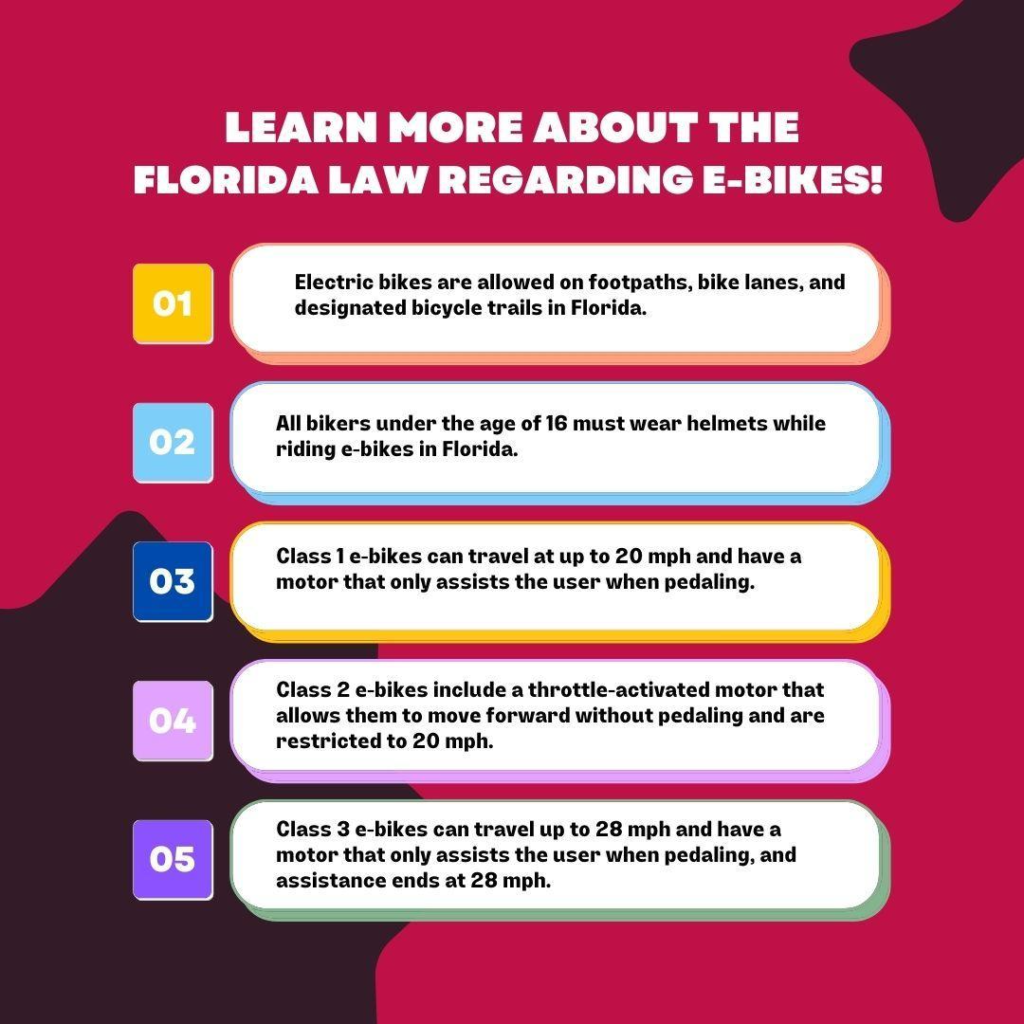 Different points for riding different types of electric bikes in florida