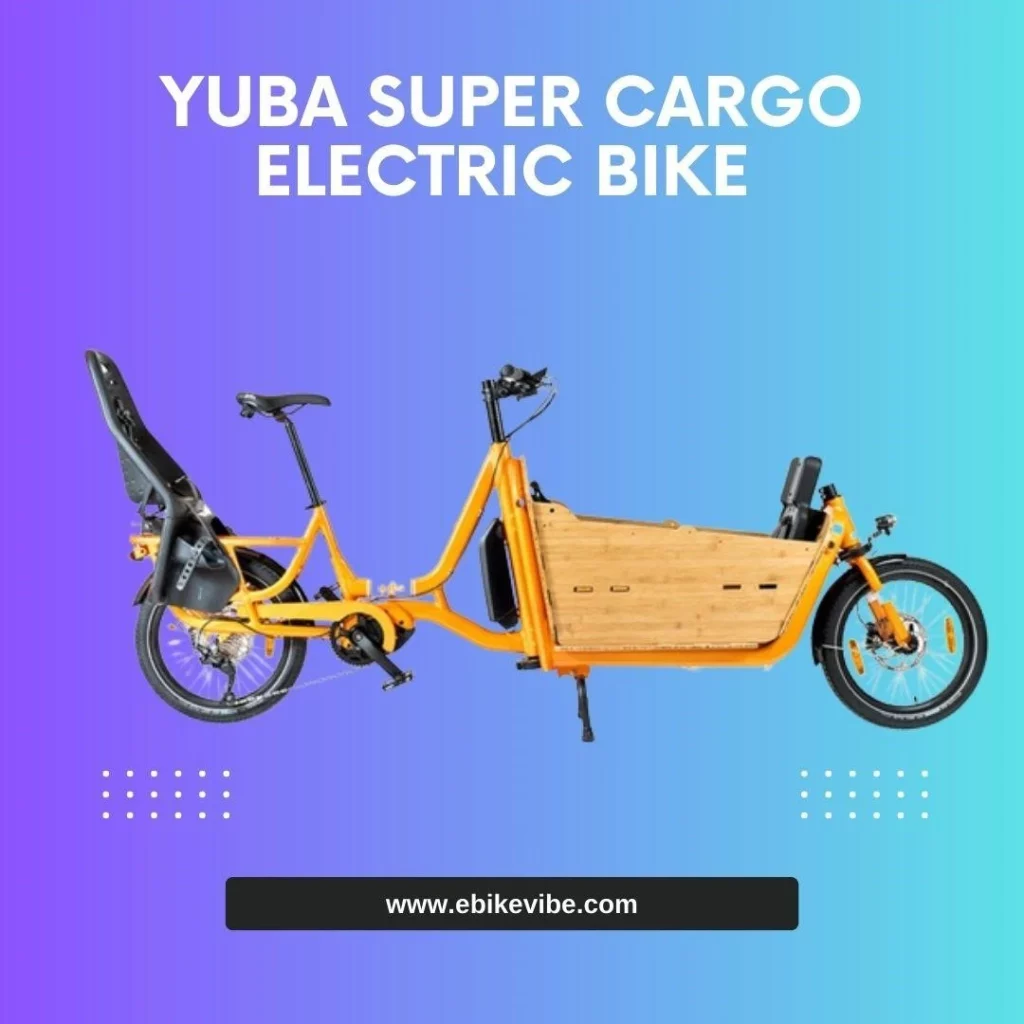 A yellow electric bike with a wooden seat.