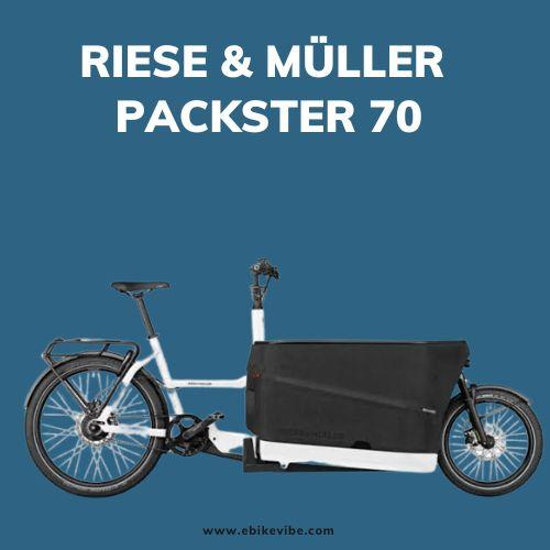 Riese & Muller Packster 70. Two wheeled Electric Cargo bike with a cargo box in front.