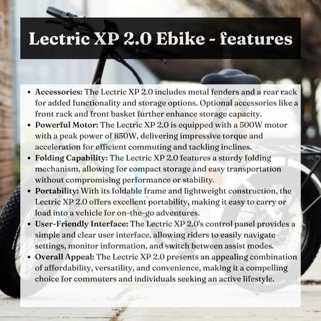 Lectric XP 2.0 Ebike - Features.