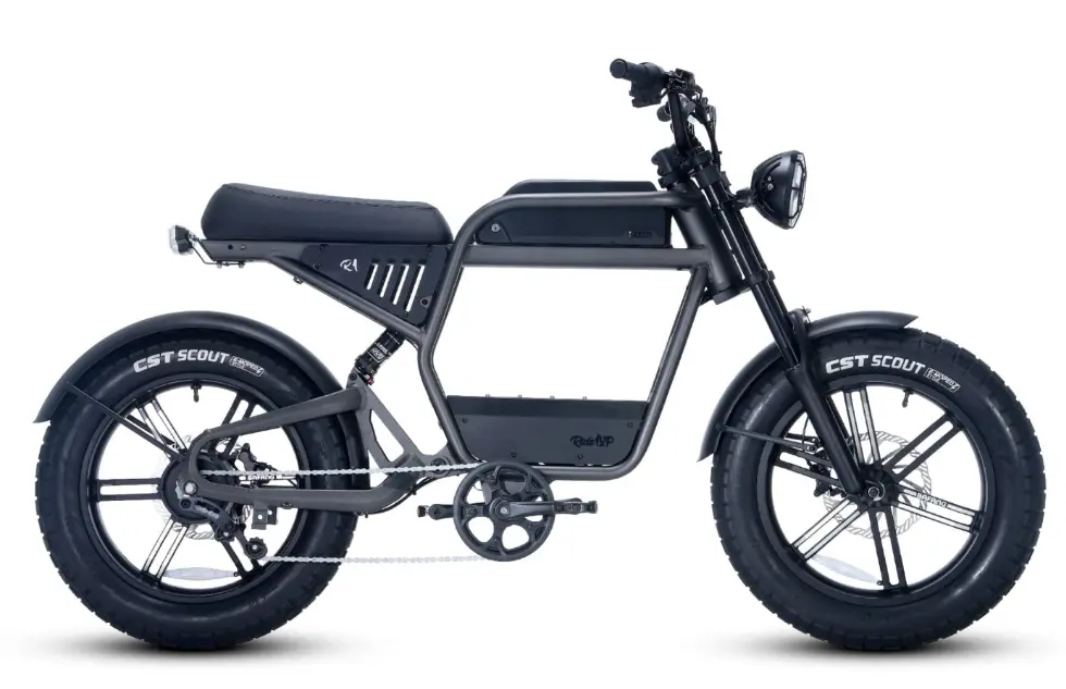 A Electric bike with a seat and tire.