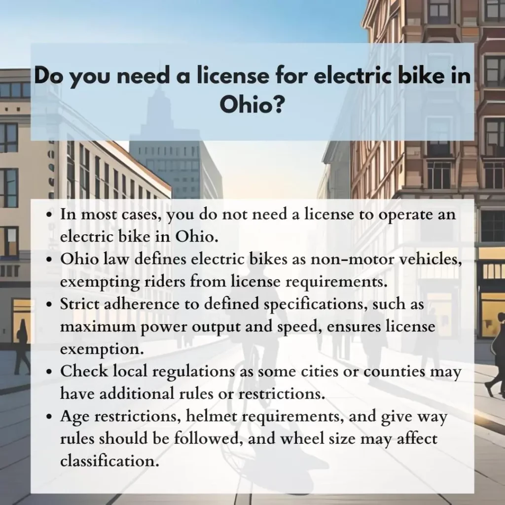 Do you need a license for electric bike in Ohio.