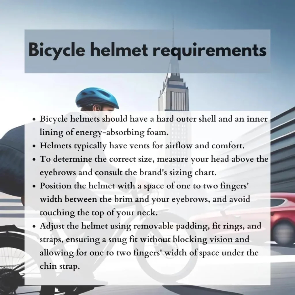 Electric bicycle helmet requirements.