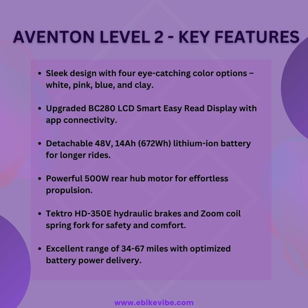 Key Features of Aventon level 2 electric bike