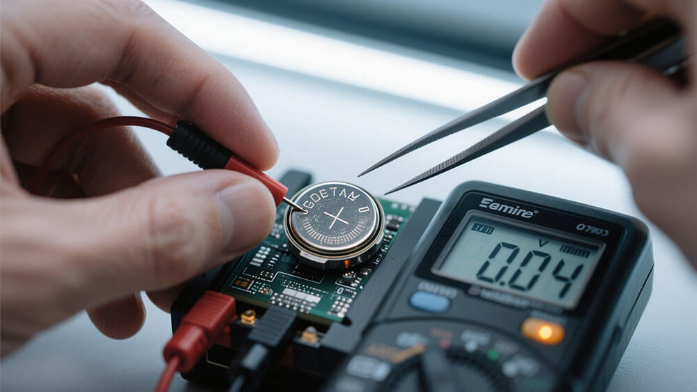 A man checking the voltages of an ebike from voltmeter